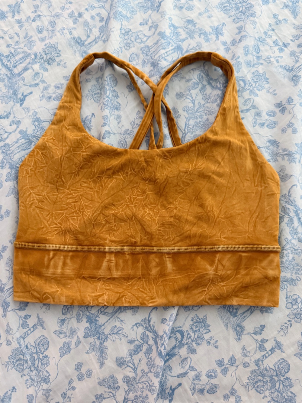 Lululemon XS Mustard Yellow Crinkle Sports Bra Top
